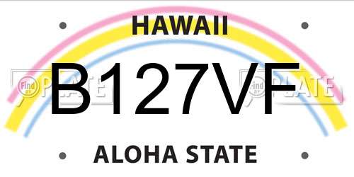 B127VF Hawaii License Plate