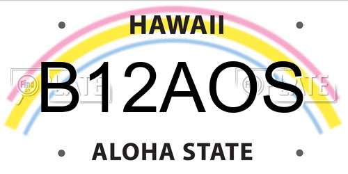 B12AOS Hawaii License Plate