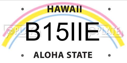 B15IIE Hawaii License Plate