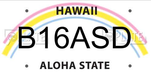 B16ASD Hawaii License Plate