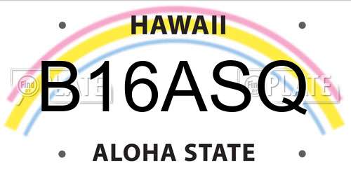 B16ASQ Hawaii License Plate