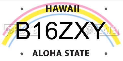 B16ZXY Hawaii License Plate