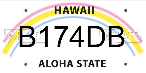 B174DB Hawaii License Plate