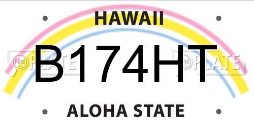 B174HT Hawaii License Plate