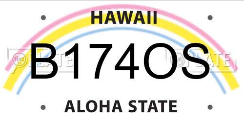 B174OS Hawaii License Plate