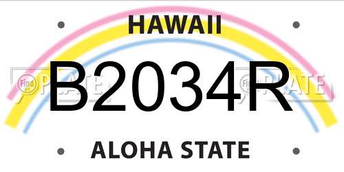B2034R Hawaii License Plate