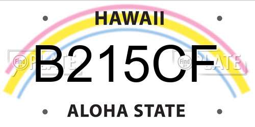 B215CF Hawaii License Plate