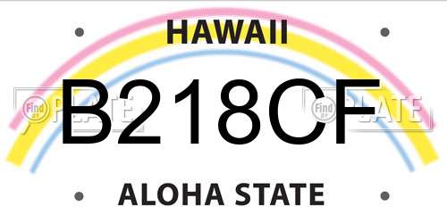 B218CF Hawaii License Plate