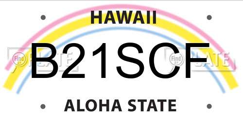 B21SCF Hawaii License Plate