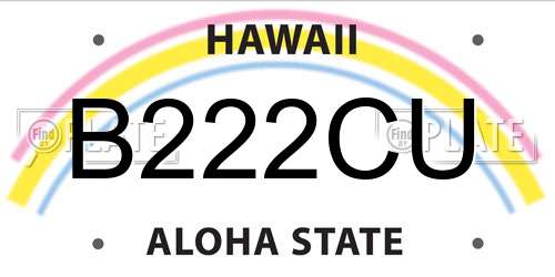 B222CU Hawaii License Plate