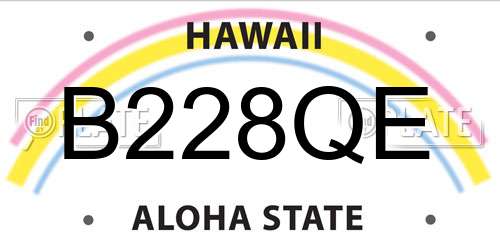 B228QE Hawaii License Plate