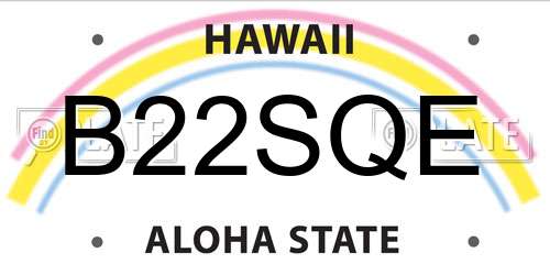 B22SQE Hawaii License Plate