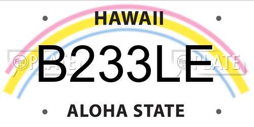 B233LE Hawaii License Plate
