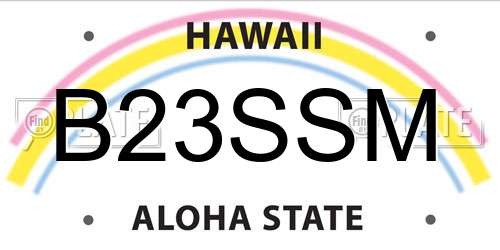 B23SSM Hawaii License Plate