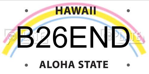 B26END Hawaii License Plate