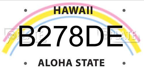 B278DE Hawaii License Plate
