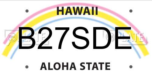 B27SDE Hawaii License Plate
