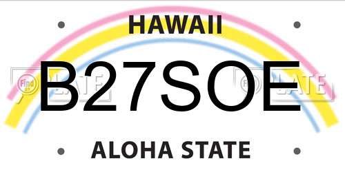B27SOE Hawaii License Plate