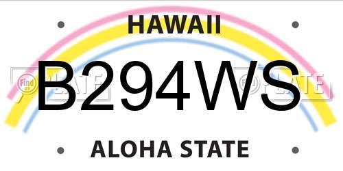 B294WS Hawaii License Plate