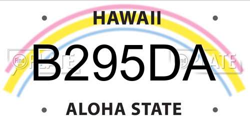 B295DA Hawaii License Plate