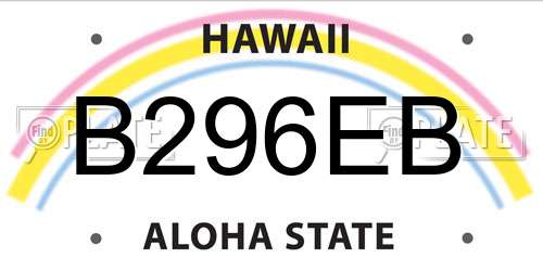 B296EB Hawaii License Plate
