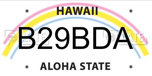 B29BDA Hawaii License Plate