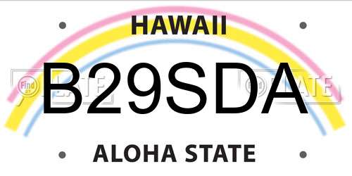 B29SDA Hawaii License Plate