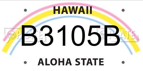 B3105B Hawaii License Plate