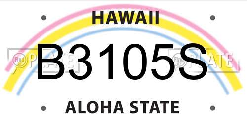 B3105S Hawaii License Plate