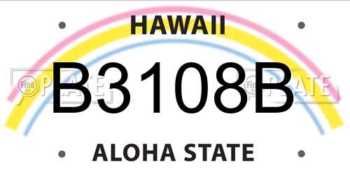 B3108B Hawaii License Plate
