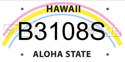 B3108S Hawaii License Plate