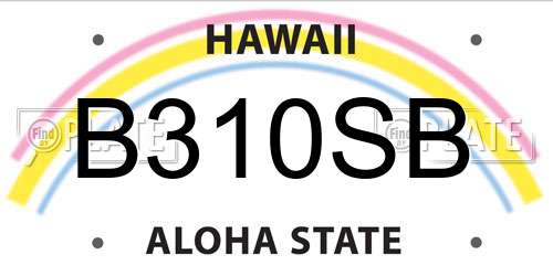 B310SB Hawaii License Plate