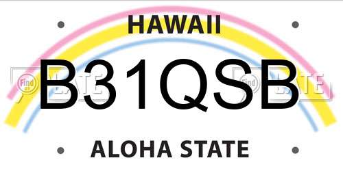 B31QSB Hawaii License Plate