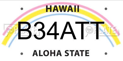 B34ATT Hawaii License Plate