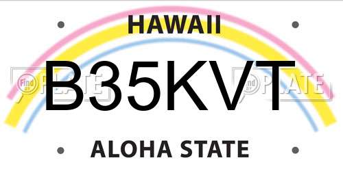 B35KVT Hawaii License Plate