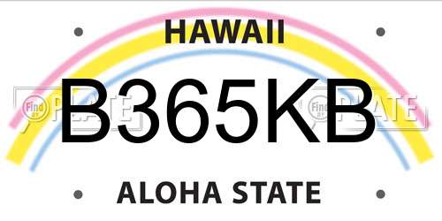 B365KB Hawaii License Plate
