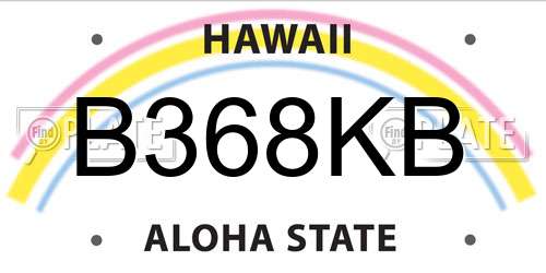 B368KB Hawaii License Plate