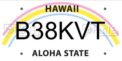 B38KVT Hawaii License Plate