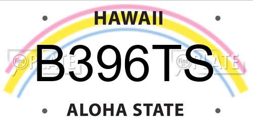 B396TS Hawaii License Plate