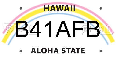 B41AFB Hawaii License Plate