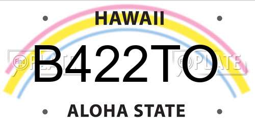 B422TO Hawaii License Plate