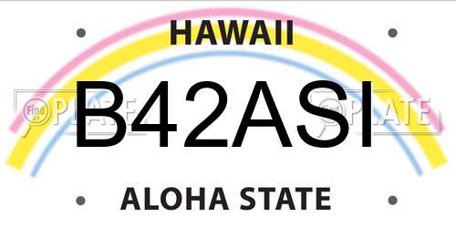 B42ASI Hawaii License Plate