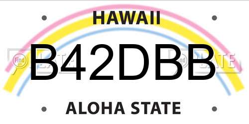 B42DBB Hawaii License Plate