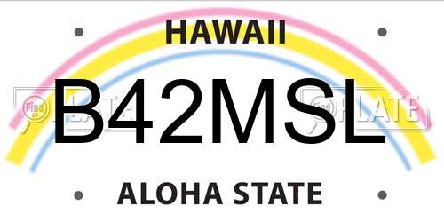 B42MSL Hawaii License Plate