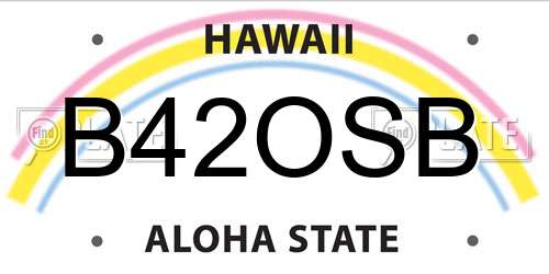 B42OSB Hawaii License Plate