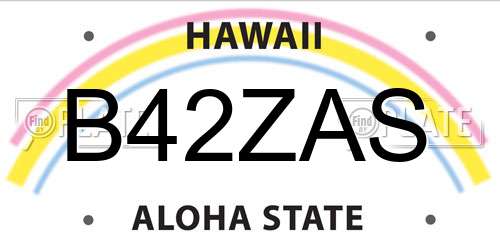 B42ZAS Hawaii License Plate