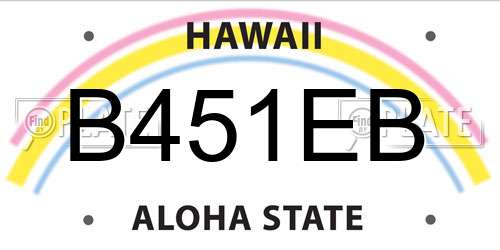 B451EB Hawaii License Plate