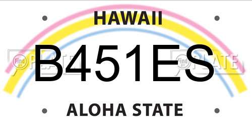 B451ES Hawaii License Plate