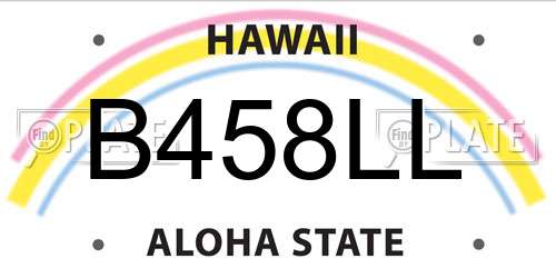 B458LL Hawaii License Plate
