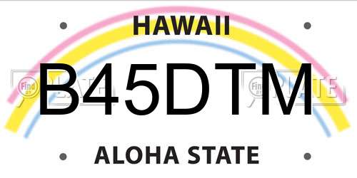 B45DTM Hawaii License Plate